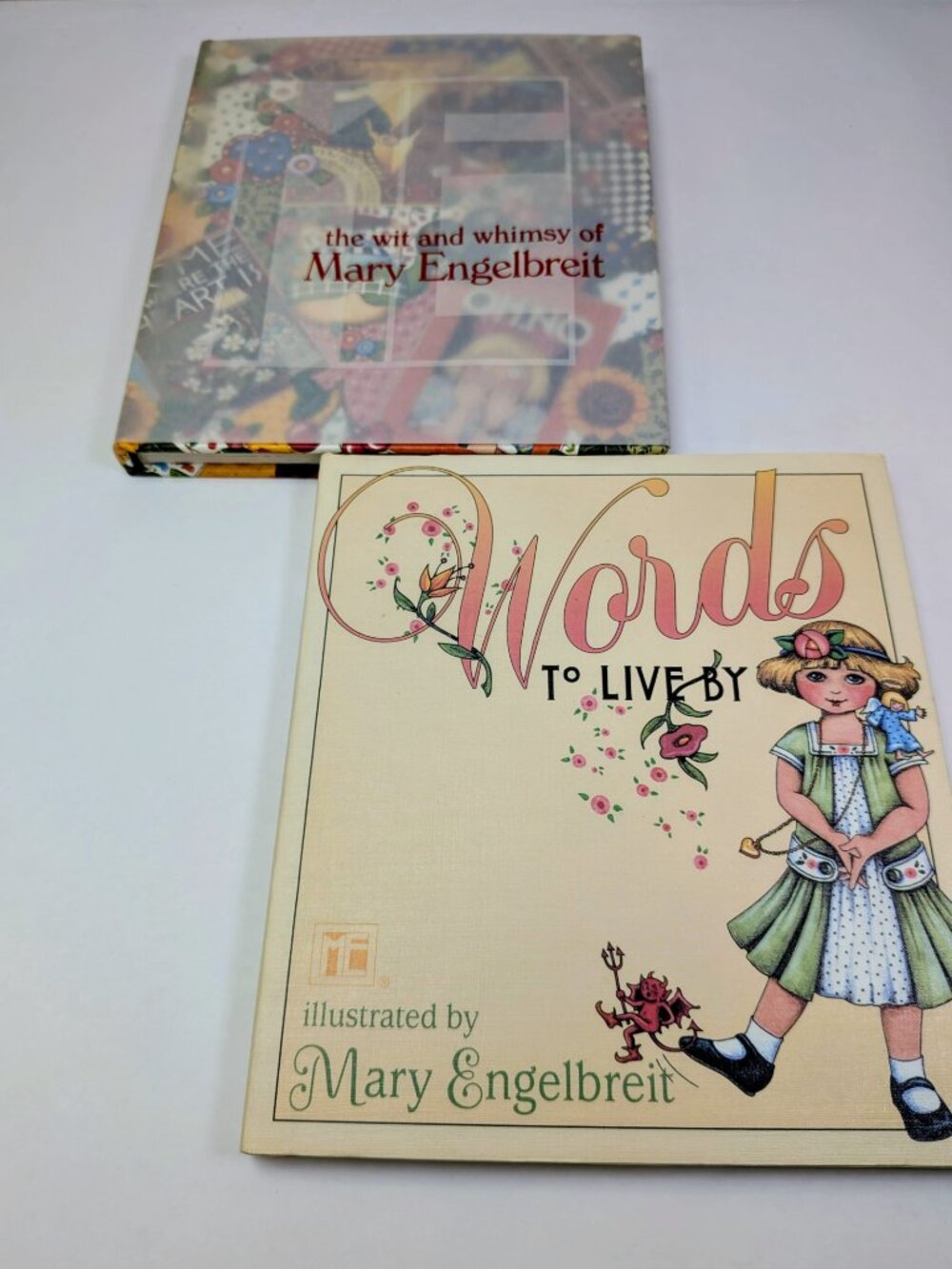 Vintage Mary Engelbreit Hardcover Book Lot - Words to Live By & Wit and Whimsy